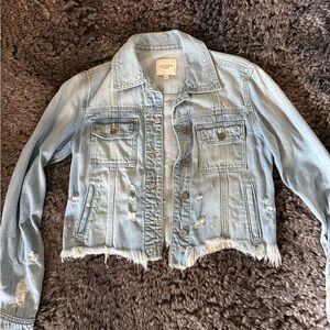 HIDDEN los angeles Distressed Cropped Denim Jacket